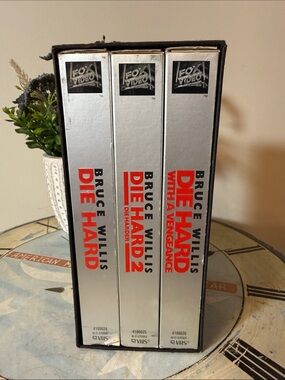 Vintage Fox Video Bruce Willis Die Hard Trilogy VHS Box Set - Silver & Red